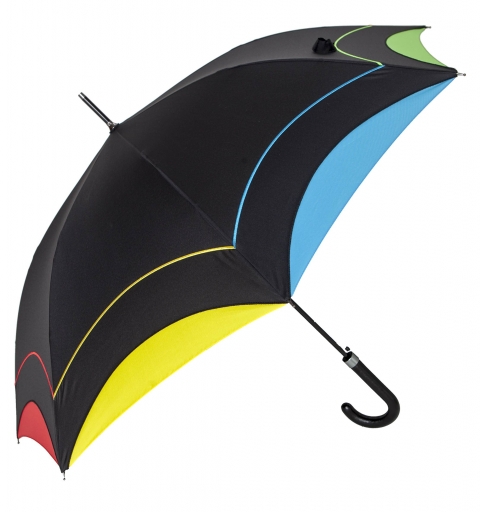 Colorful bows - Long Automatic Open unisex Umbrella with eco-leather stitched crooked handle by PARASOL