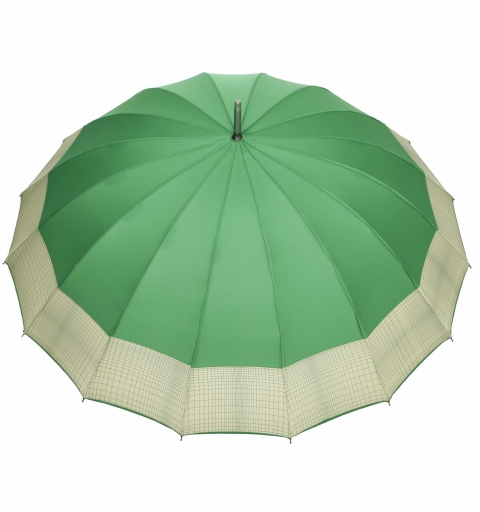 Sixteen Ribs very strong fiberglass and aluminium long Umbrella with soft handle by PARASOL - Toxic Green