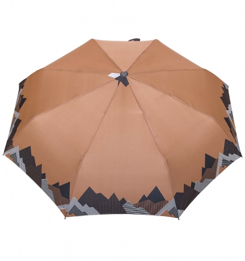 Carbon Steel II 80km/h windproof tested automatic open & close short PARASOL Umbrella with design - mountains in beige