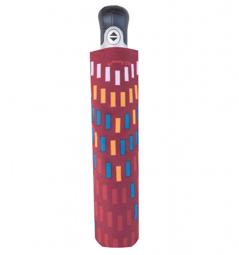 Carbon Steel 80 km/h II windproof tested automatic open & close short Umbrella with a design - Bricks burgundy