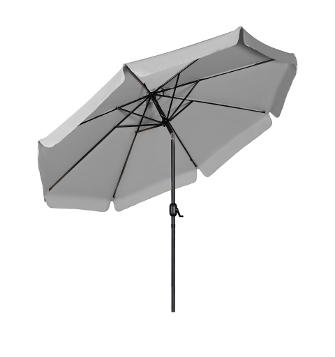 Garden parasol on a central pole, with tilt - 8 panels - 300 cm - gray