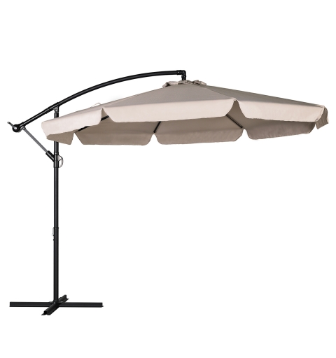 Banana cantilever garden parasol - 3.5m with flaps - 8 panels - 100% waterproof polyester 200 g/m² - beige