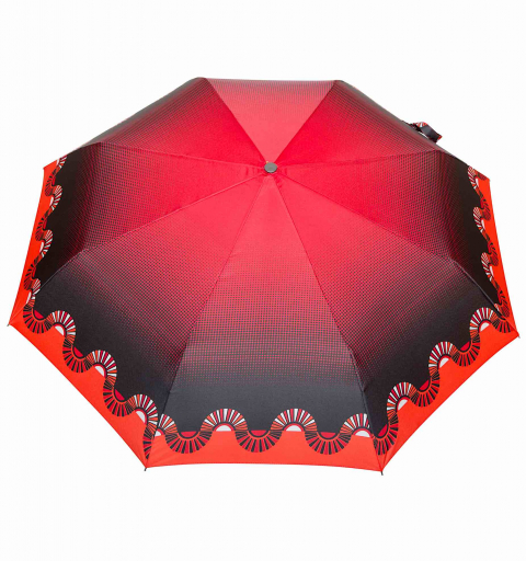 Carbon Steel 80 km/h windproof tested automatic open & close short Umbrella with design - At Sunrise and Sunset in red