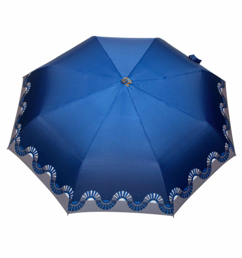 Carbon Steel 80 km/h windproof tested automatic open & close short Umbrella with design - At Sunrise and Sunset in blue
